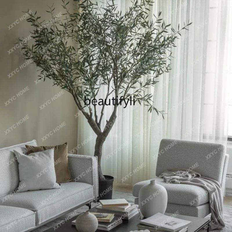 A  Olive tree simulation plant decoration large indoor   floor-to-ceiling potted plant ornament Nordic bionic green plants
