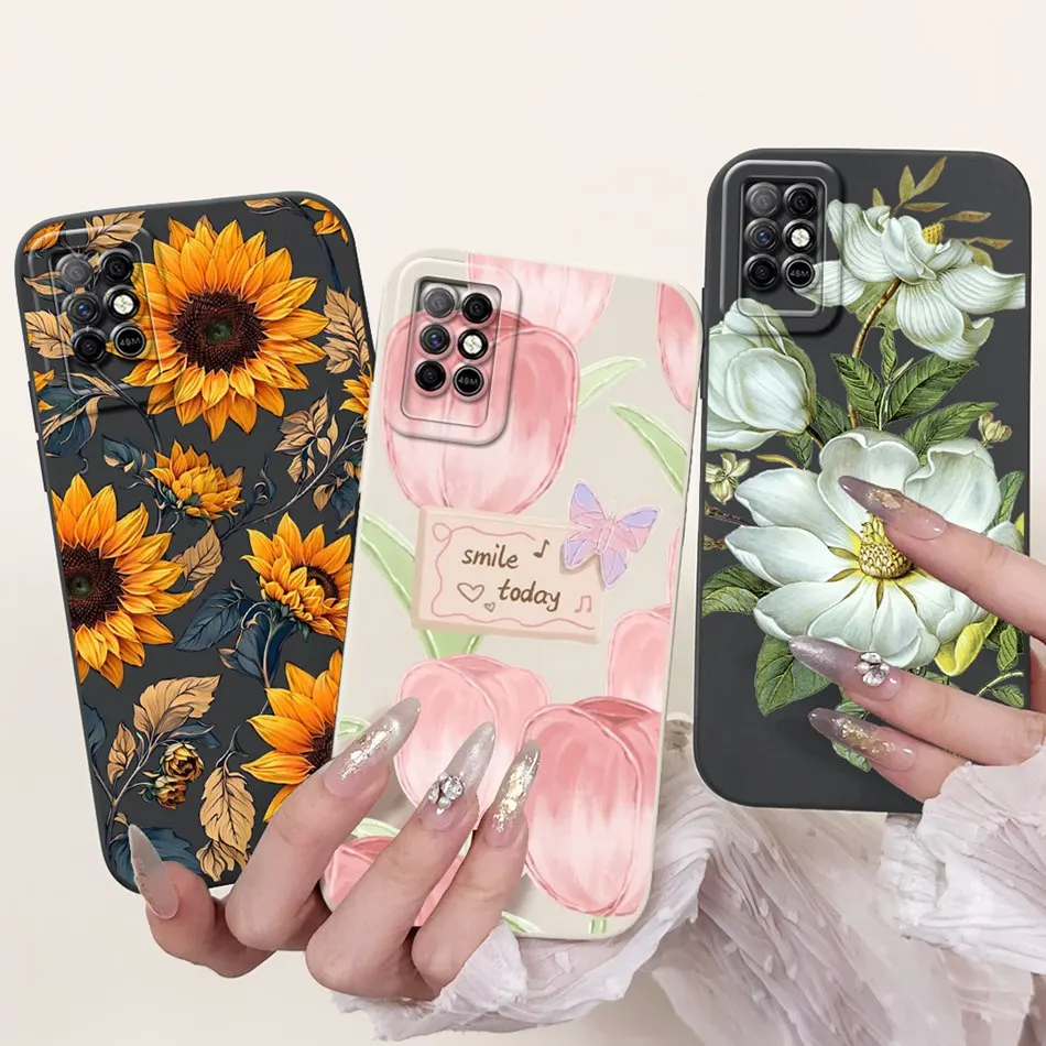 For Infinix Note 8i 8 X692 X683 X683B Elegant Sunflower Tulip Printed Phone Case For Infinix Note8i Note8 Soft Silicone Cases