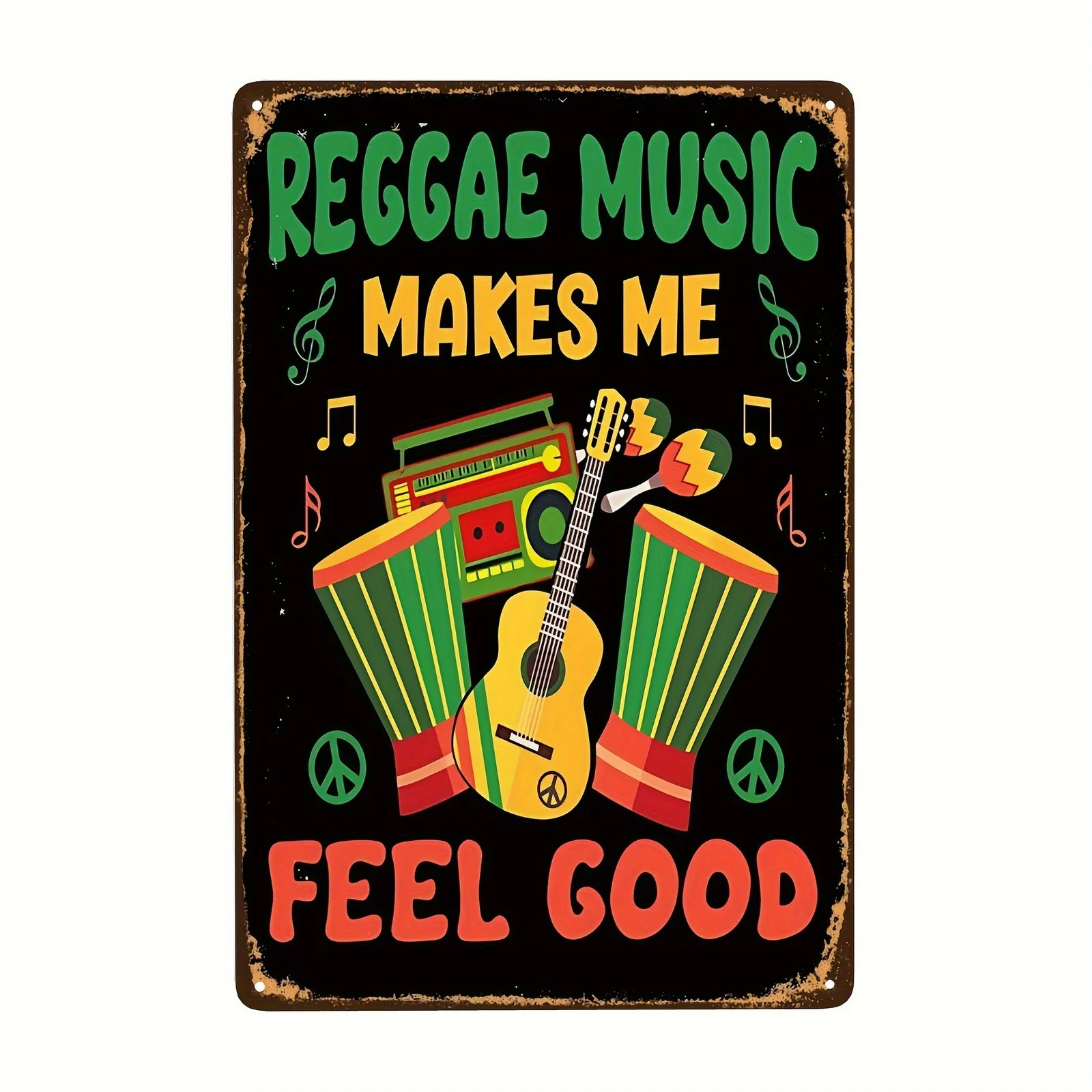 Vintage Reggae Music Metal Tin Sign Rasta Themed Bar/Studio Wall Hanging Decor Metal Sign