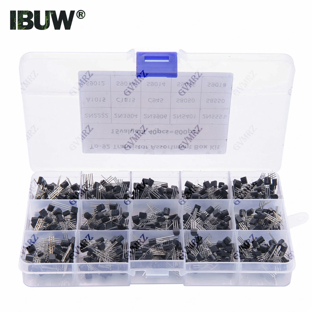 600 Stück 15 Werte x 40 Stück Transistor TO-92 Sortiment Box Kit Transistoren 2N2222 2N3904 2N3906 C945 S8050 Direktstecker-Triodenbox