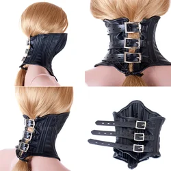 Soft PU Leather Buckle Posture Gothic Chastity Neck Collar  Women Bdsm Choker Harness Bondage Sex Toys Adult Game Sexy Toy