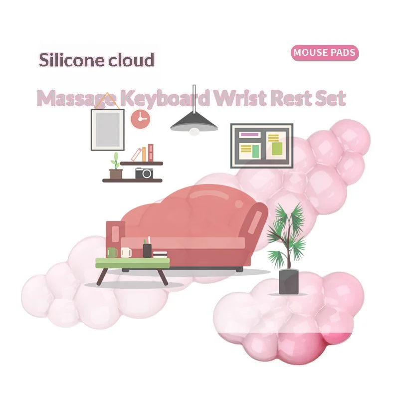 Cloud Wrist Rest for Keyboard and Mouse Clear Transparent Ergonomic Cute Mouse Wrist Pad Silicone Non-Slip Wrist Pad for Compute