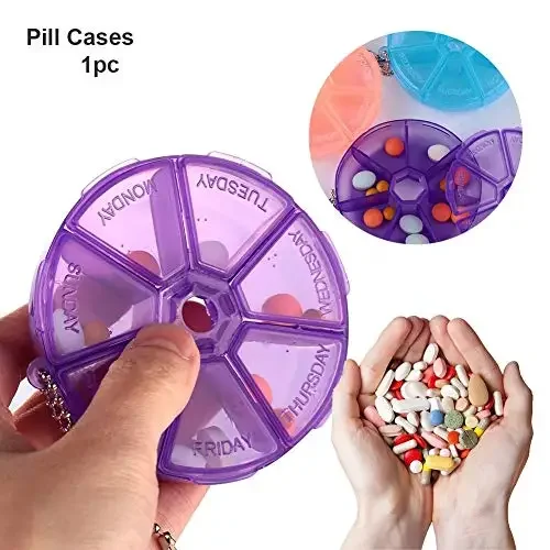 1Pcs Pill boxes Round 7 Grid pill box transparent home storage Daily Medicine Organizer Tablet Dispenser Organizer Storage Case