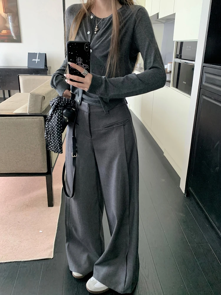 REDDACHiC Big Size Women Palazzo Pants Women Modern Loose High Waist Pleats Wide Leg Suit Trousers Office Work Formal Clothes