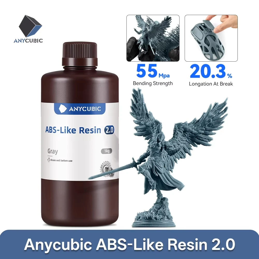 

Anycubic 2.0 3D Printer Resin Photopolymer Resin Higher Toughness & Resilience ABS-Like Fast Curing High Precision