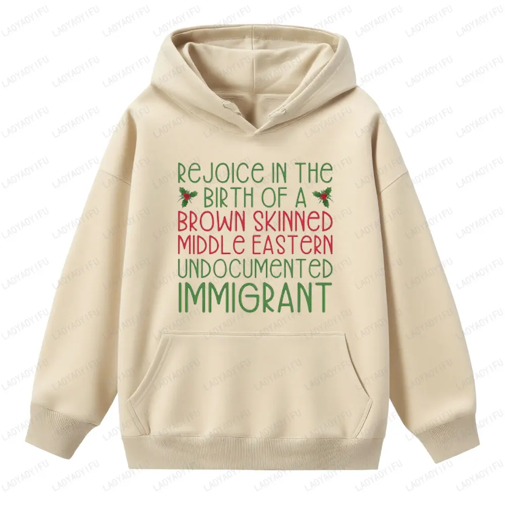 

Rejoice Immigrant Statement Printed Sweatshirt Crewneck Autumn Winter Fashion Long Sleeve Men Woman Hoodies Sweater Gift