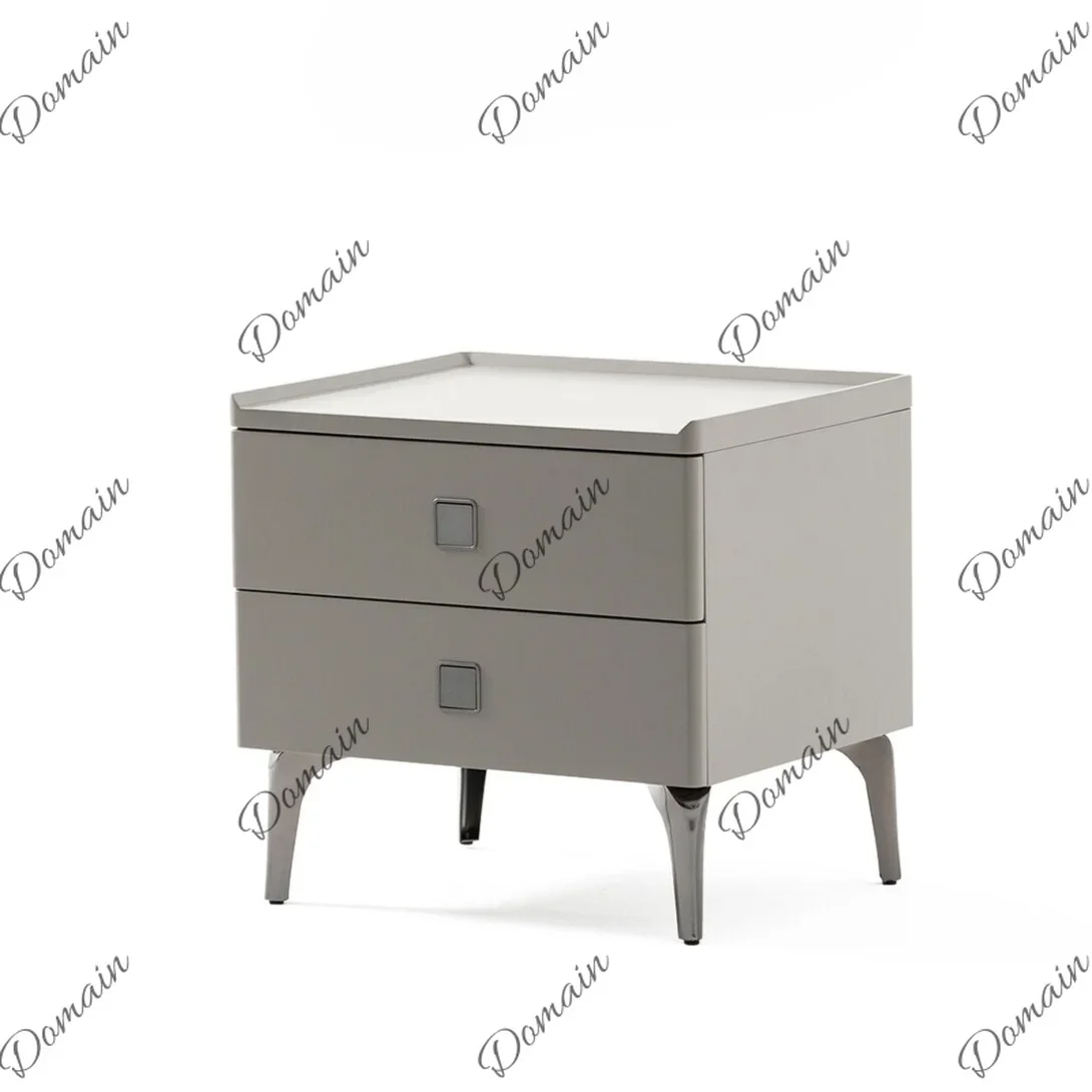 BJ Italian Minimalist Smart Wireless Charging Nightstand With Sensor LED Light, High Gloss Paint Luxury Bedside Cabinet For Home