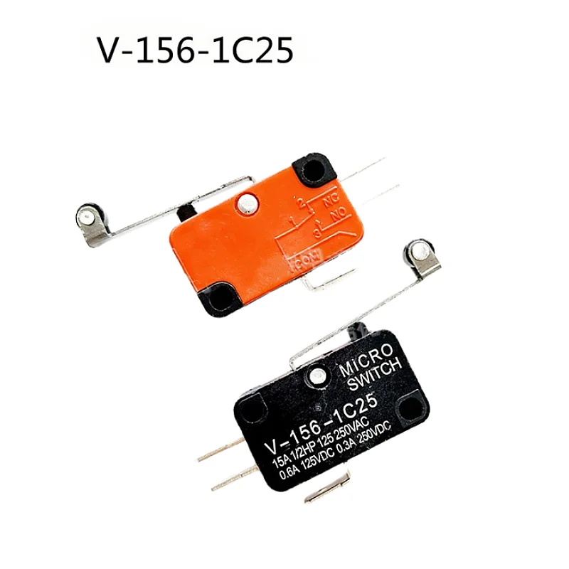 10PCS/LOT V-156-1C25 Micro Switch With Long Wheel Small Travel Limit Micro Switch Silver Point