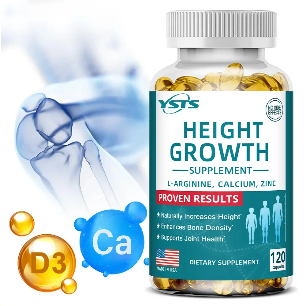 Natural Height Growth Calcium Vitamin D Supplement Vegetarian Capsules, Increase Bone Strength, Height Promoter Capsules Adults