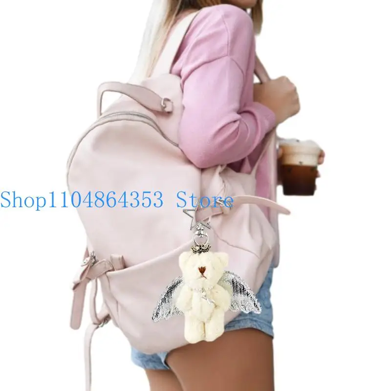 652F Angel Bear Keychain Pendant Stuffed Animals Charm for Bag Backpack Handbag view 3