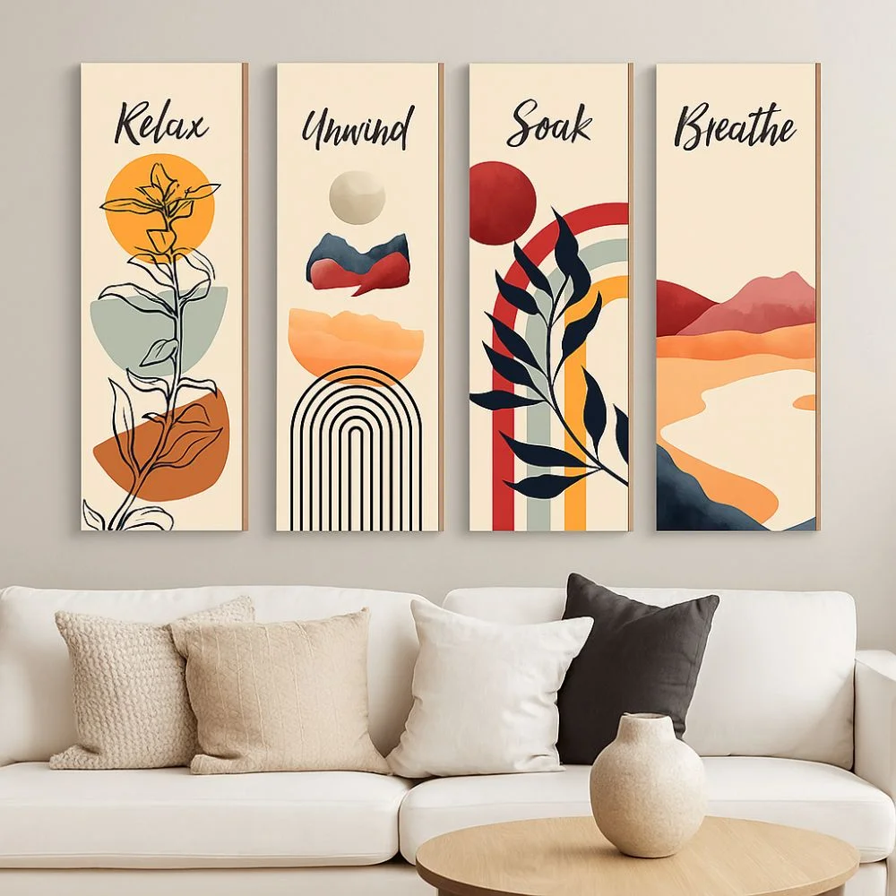 

Inspirational Quotes Bohemian Abstract Hanging Sign Handmade Wall-mounting Plant Leaf Pendant Artistic Decorative Panel