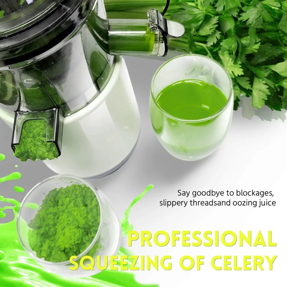 Cold Press Juicer Machines Slow Masticating High Yield Multi-Functional for Home Commercial Use Wide Feed Chute Pulp Separation