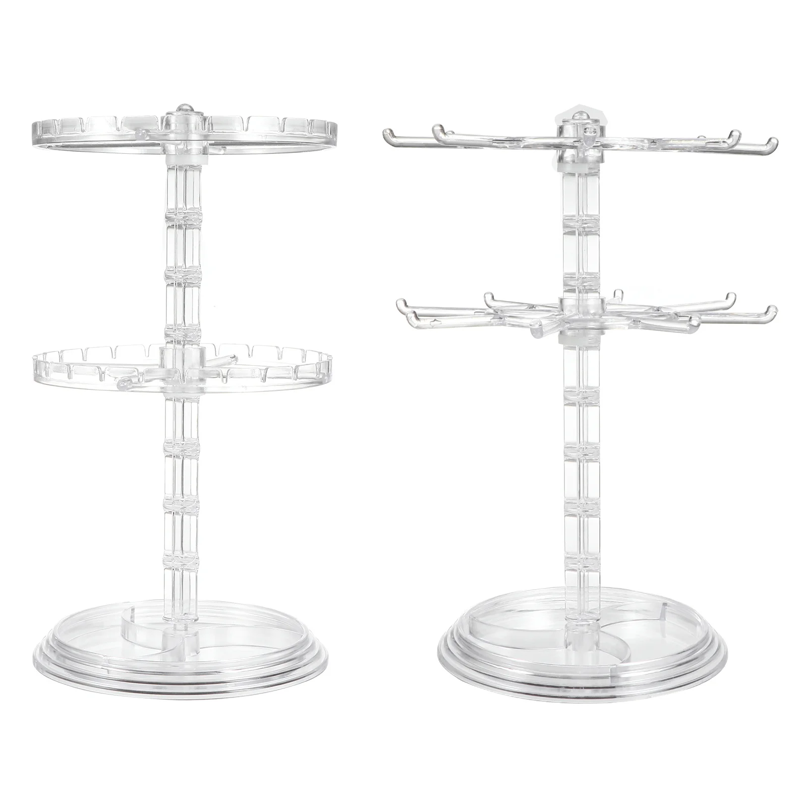 2 قطعة حامل عرض المجوهرات القابل للتدوير 2-Layer القرط تخزين الرف انفصال المنظم ل قلادة تخزين أقراط الوقوف