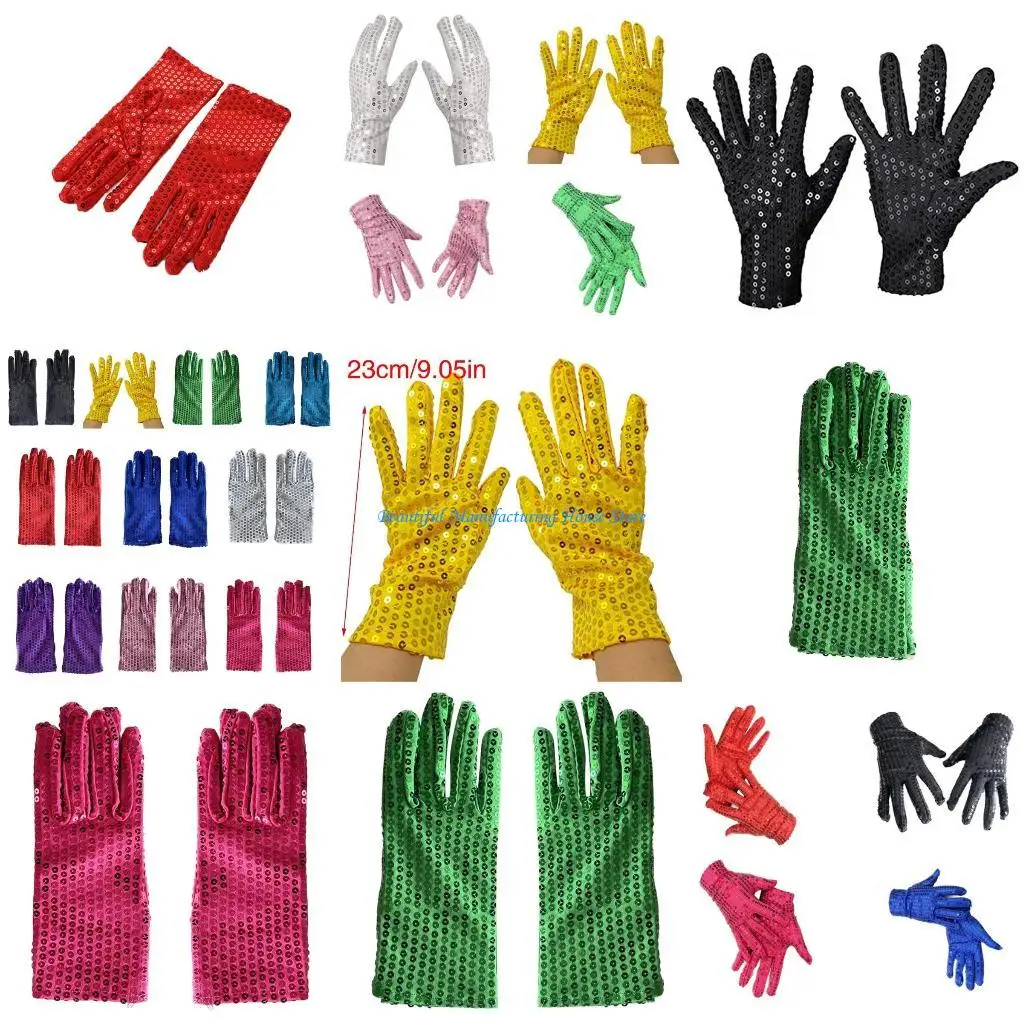 

E56A Короткие перчатки с блестками Перчатки для выступлений на сцене Перчатки для вечеринок Женские официальные мероприятия