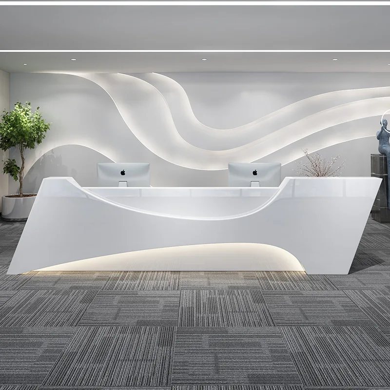

Customized.The Modern and Simple Office Front Desk, White Reception Desk and Large Office Furniture Do Not Need to Be Installed