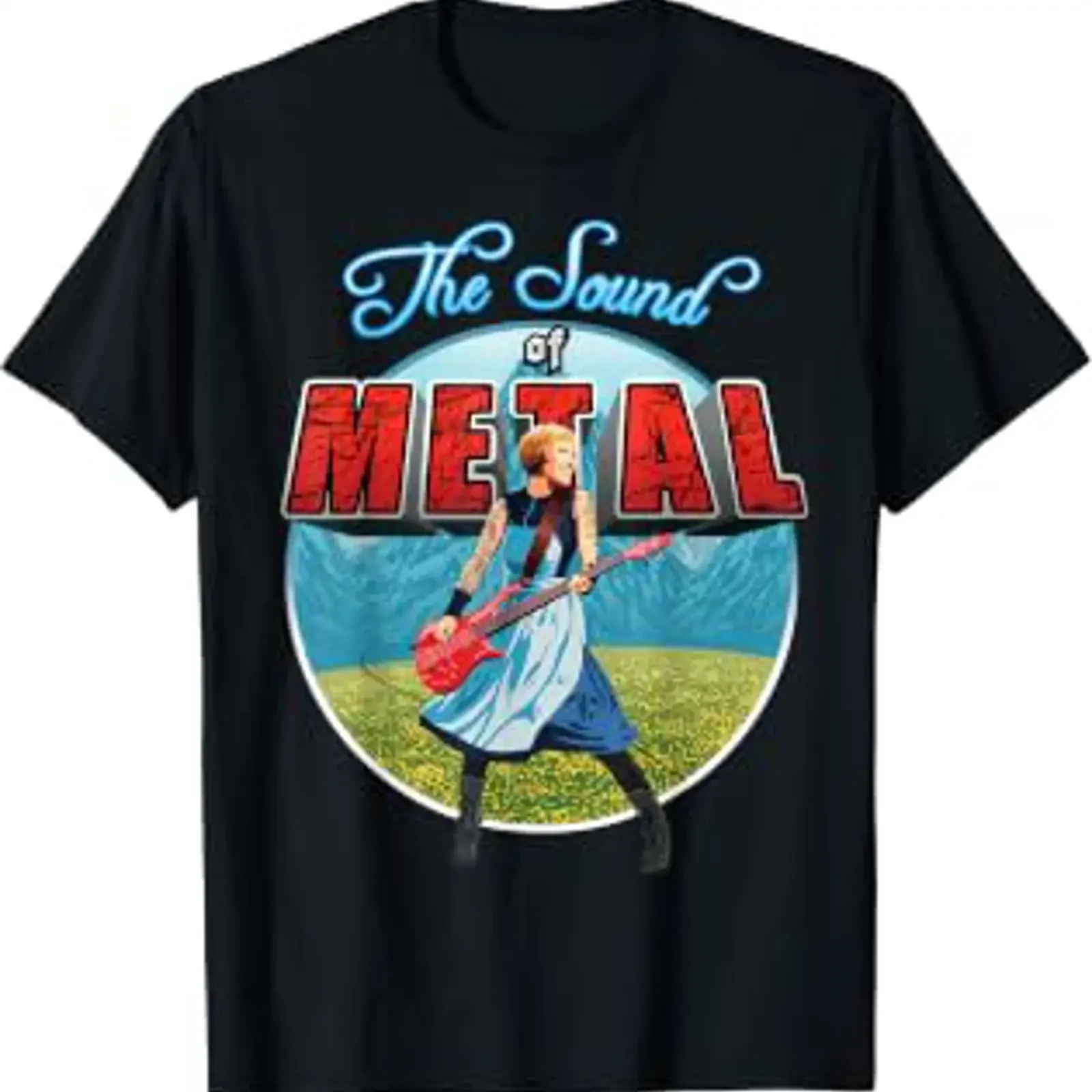 Lustiges Film-T-Shirt mit Heavy-Metal-Parodie, Vintage-Waschung, für den Alltag, Streetwear, stilvoll, leicht atmungsaktiv