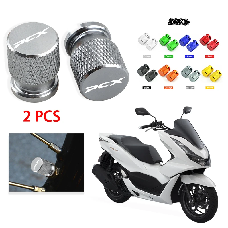 Motorcycle Tire Valve Air Port Stem Cap Cover Plug For Honda PCX125 PCX150 PCX160 PCX 160 PCX 150 PCX 125  CNC Aluminum PCX logo