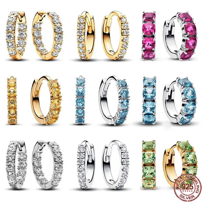 

Hot selling 925 Sterling Silver Classic Dazzling Full Zirconia Toroidal Earrings Exquisite Luxury Charm Women's Jewelry Gifts
