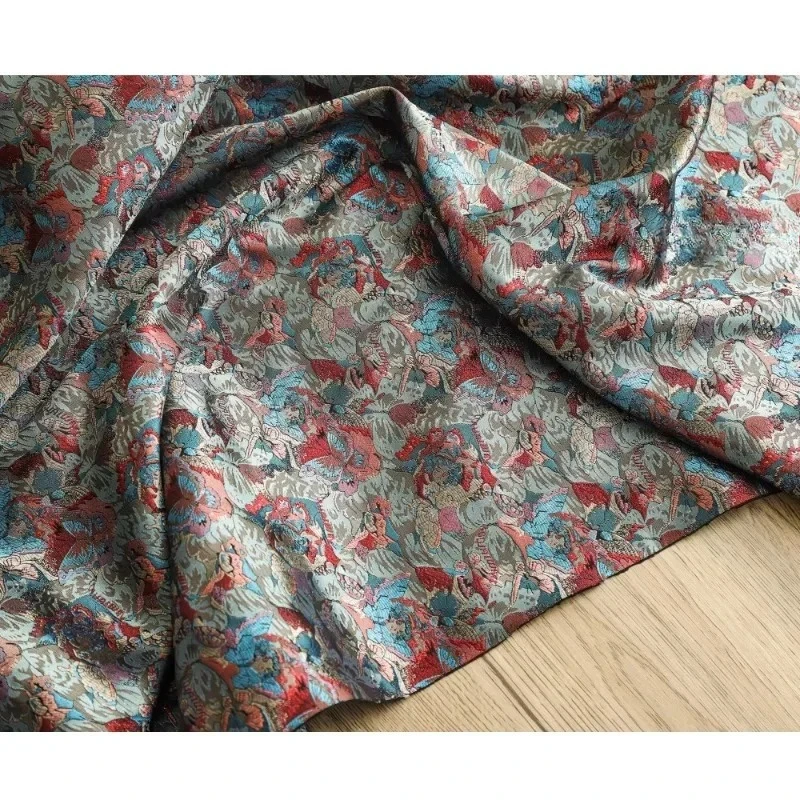 

Жаккардовая ткань: яркая, с шелковистой текстурой, винтажная, дизайнерская, для рукоделия и шитья, полиэстер, нейлон