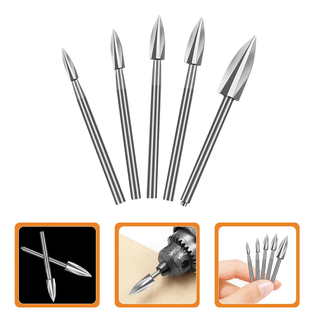 

5Pcs Sturdy Wood Engraving Drill Bit Set White Steel Craft Drill Bits for Wood Carving Sculpture Building Furniture Faster