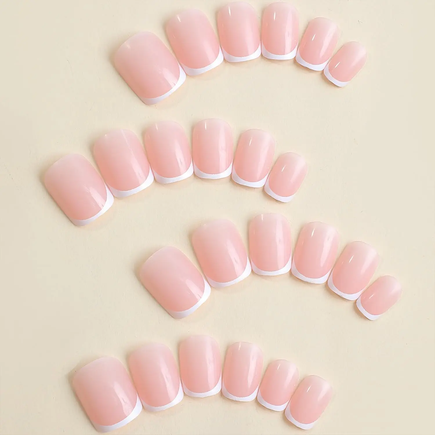 48pcs French Manicure Acrylic Glossy Finish Consisting Of 24 Short Square Fingernails And 24 Toenails Fully Coverin  Elegant