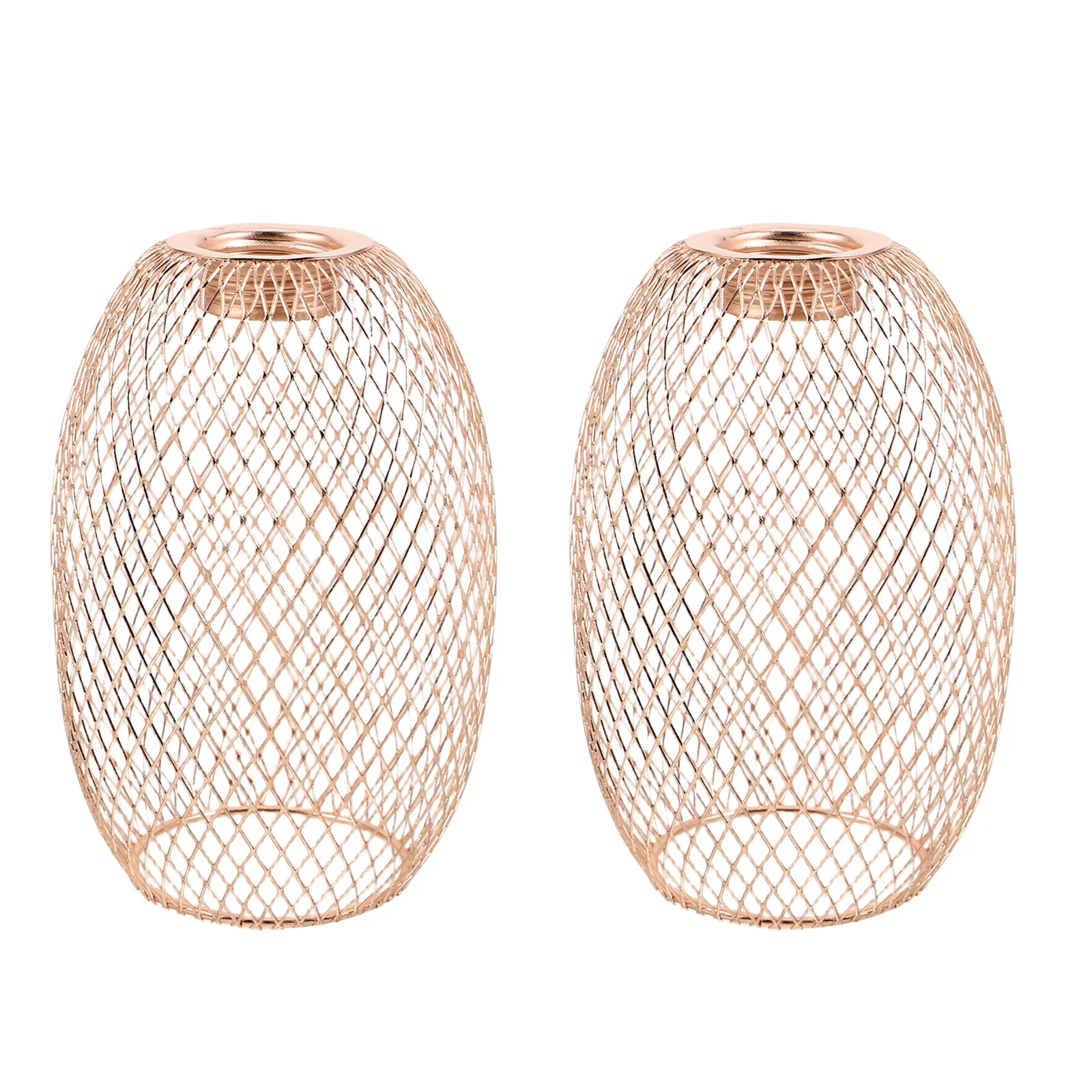 2Pcs Iron Hollow Out Lampshade Double Hole Design Oval Pendant Light Replacement Shade Vintage Metal Lamp Shade for Dining