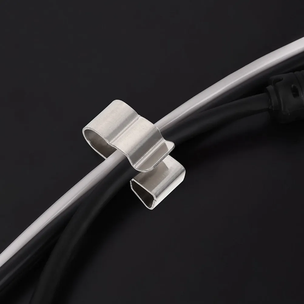 20Pcs High-Strength Stainless Steel Solar Cable Clips Double-Wire Photovoltaic Wire Rope Clamps for Module Frame Roof