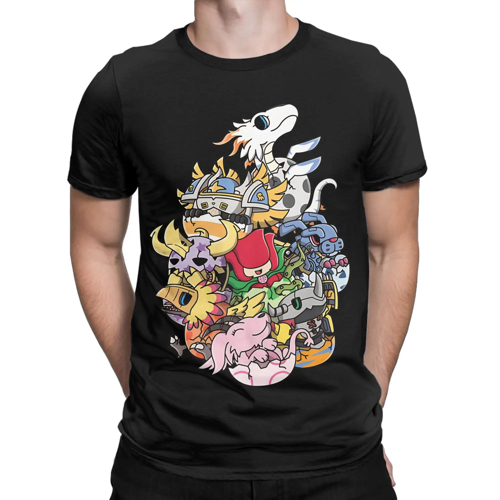 Original Mega Chibi Eggs Novelty Graphic 100% Cotton T-Shirt D-Digimon Tees Tops For Men