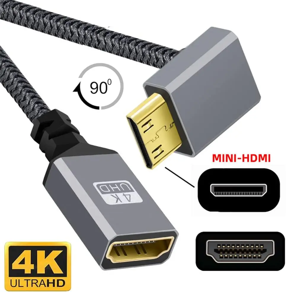 4K Type-C ミニ HDMI 1.4 オス - HDMI メス延長ケーブル DV MP4 カメラ DC ラップトップ用