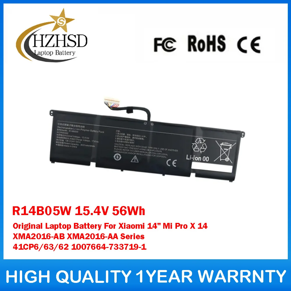 

R14B05W 15.4V 56Wh Original Laptop Battery For Xiaomi 14" Mi Pro X 14 XMA2016-AB XMA2016-AA Series 41CP6/63/62 1007664-733719-1