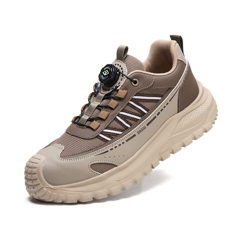 

Рабочие кроссовки-ботинки с вращающейся кнопкой, мужские защитные рабочие туфли, противоударные, противопрокольные, неразрушимые.