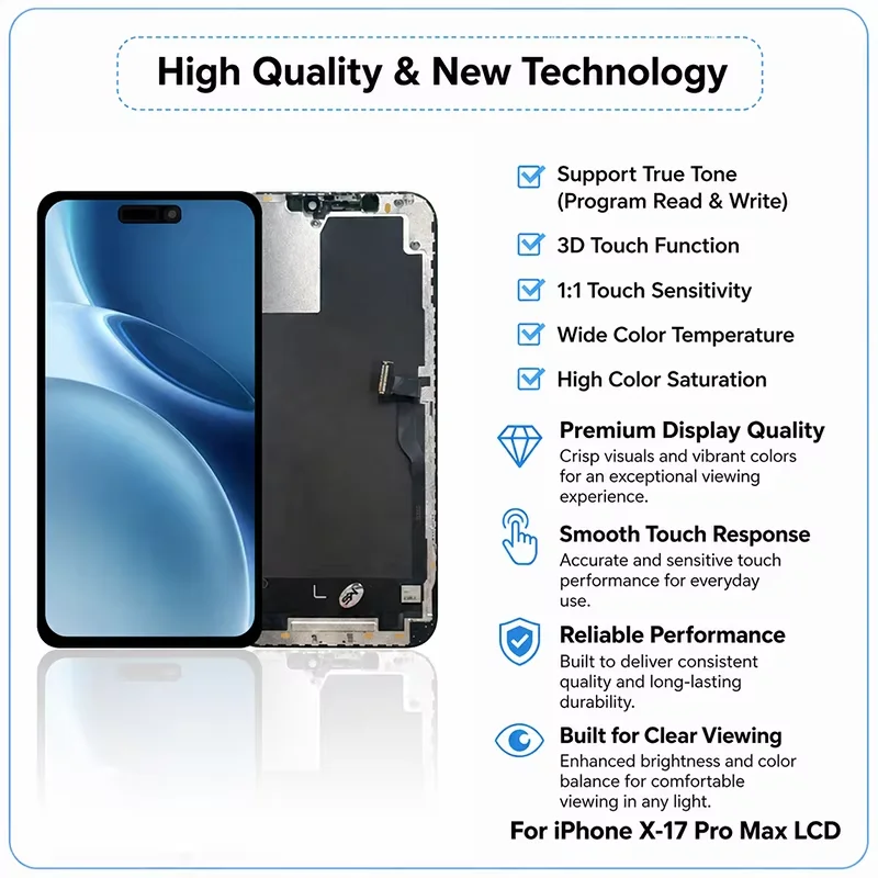 Pantalla OLED X LCD para iPhone XS MAX 11 Pro Display 3D Touch Screen Replace para 12 13 Min con 16 17 Screen 14 Plus Display 15 Pro Max 2