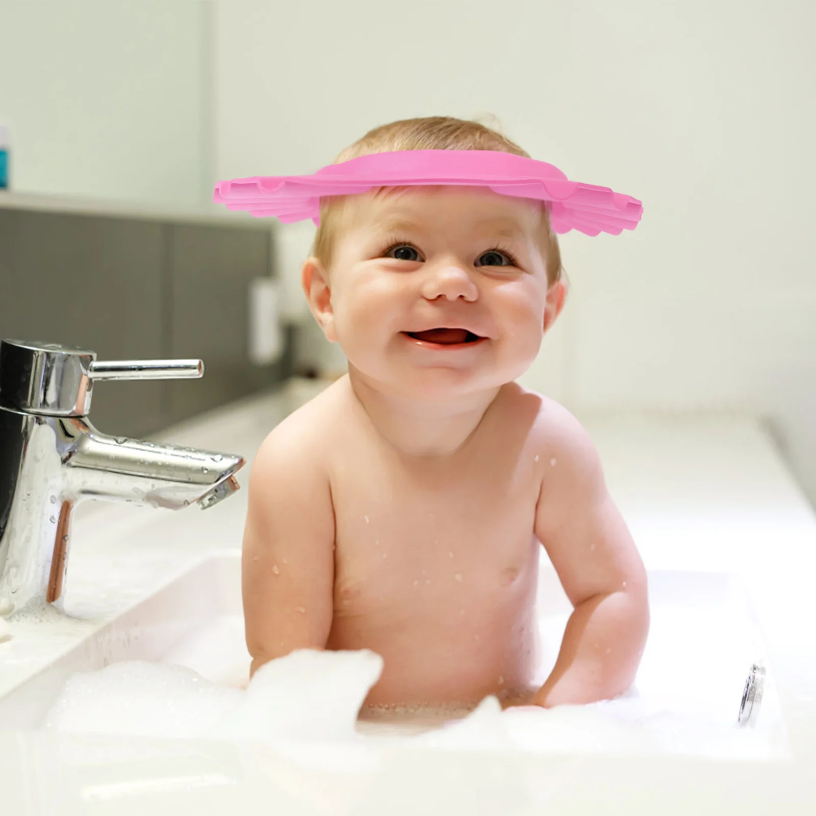 قطعتان من قبعة استحمام الطفل، درع غسيل شعر الأطفال الصغار، حاجب حمام قابل للتعديل للأطفال، مريح مقاوم للماء لحماية الأذن #4