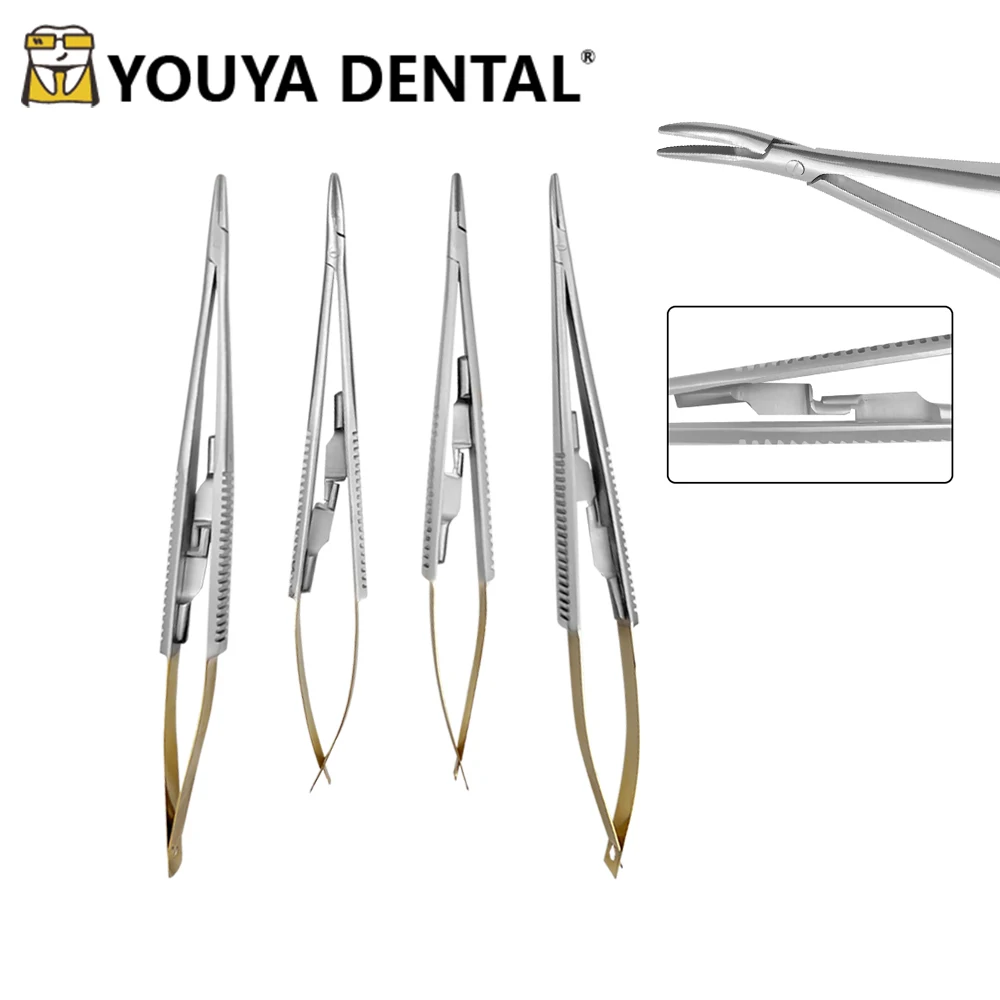 14cm/16cm Surgical Dental Castroviejo Needle Holder Straight/Curved Head Dental Forceps Dentist Equipment