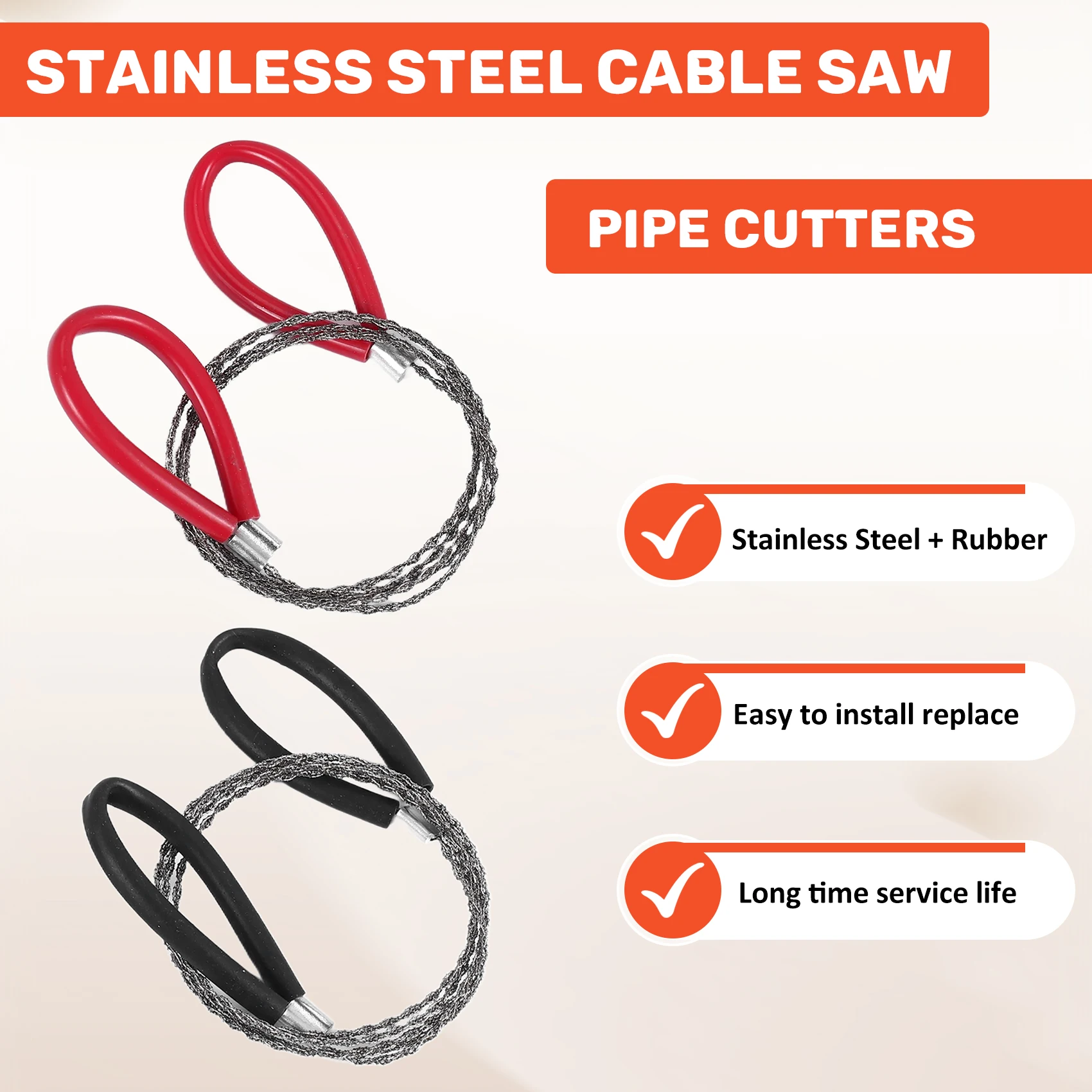 ABLJPipe Cutters 4 Pcs Stainless Steel Cable Saw, Metal Wire Saw Hand Pocket String Rope Saw PVC Pipe Cutting Tool for Wood