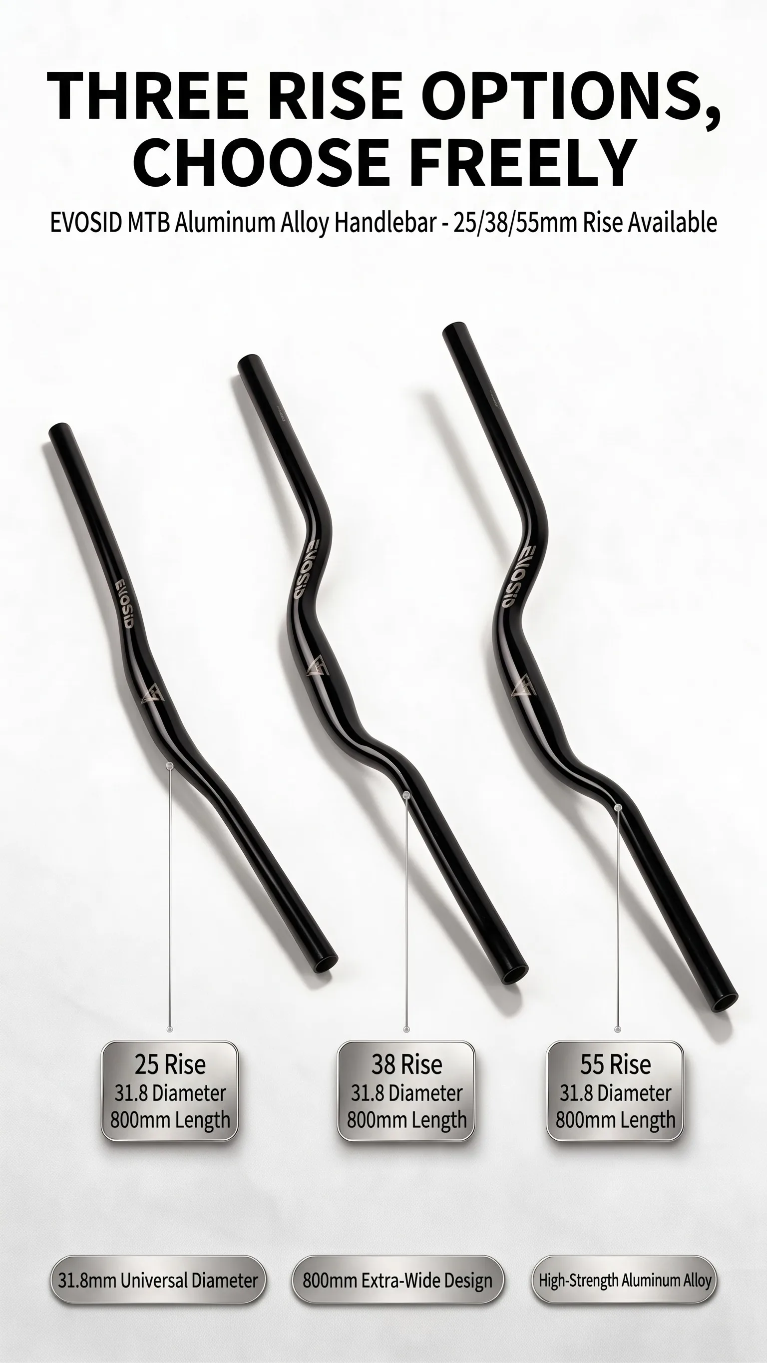 EVOSID Ultraleicht MTB Fahrrad Lenker 31,8mm Fahrrad Riser Bar 800mm Mountainbike Swallow Lenker Aluminium Legierung Fahrrad Teil – Detail 6