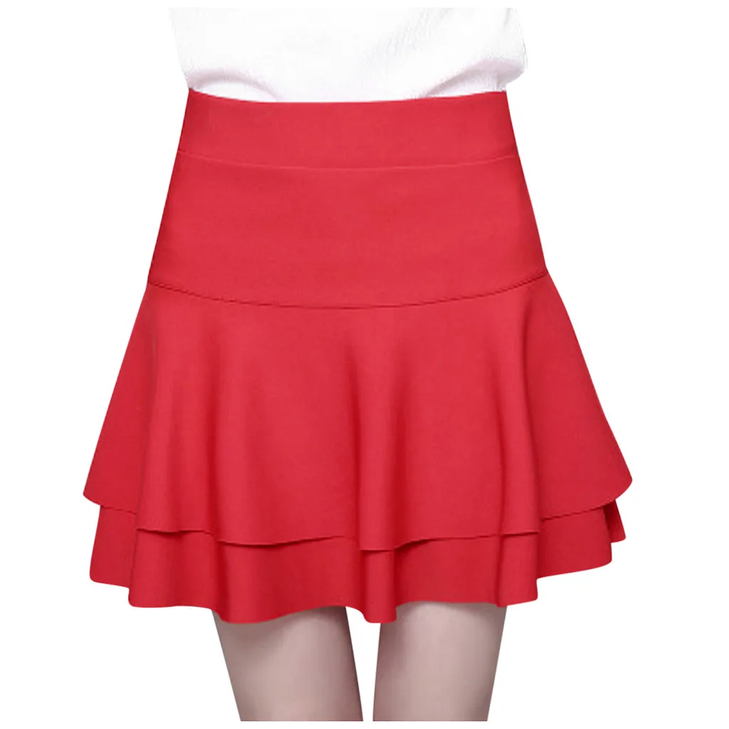 New Women Basic Skirts Summer Flared Casual Mini Skirt Fashion School Pleated Fluffy Plus Size Red Short Fashion A Line Skirts