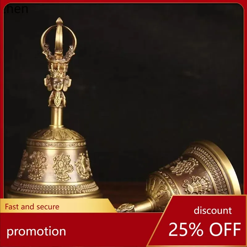 

Cz1 brass tibetan vajra bell and pestle ritual instrument five-strand nine-strand copper bell hand shake bell