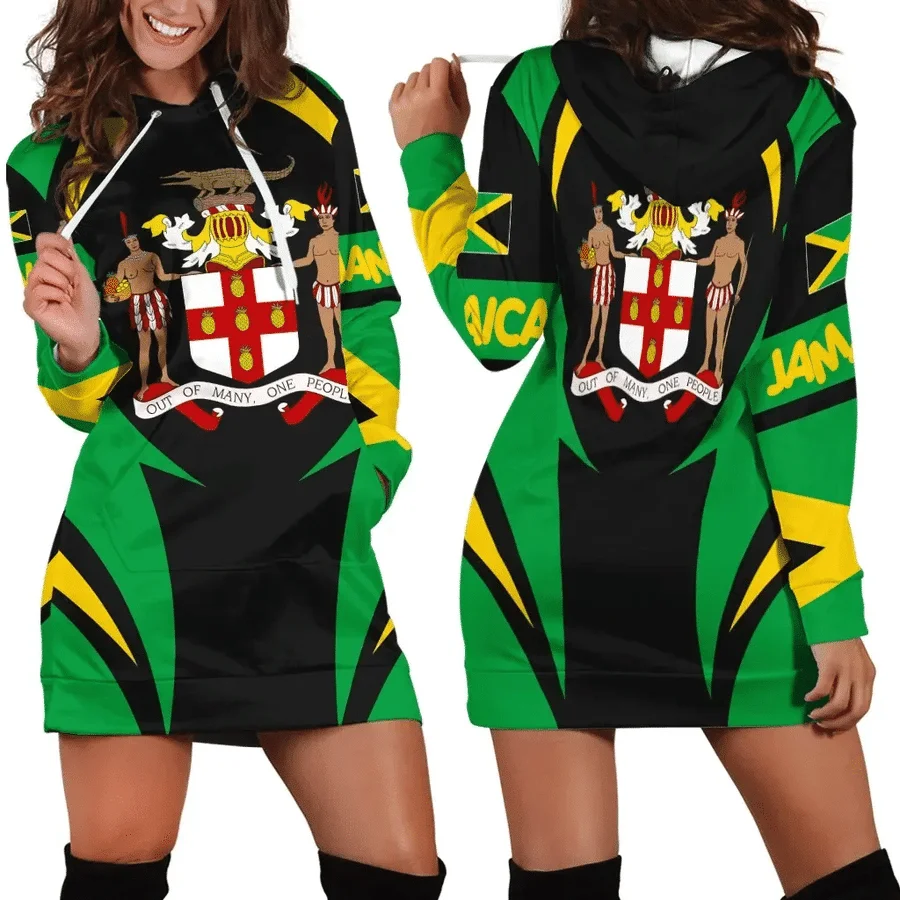 Jamaica Flag 3D Women Hoodie Dress Custom Name Retro Harajuku 3D Printed Flag Pullover Casual Sexy Women Hoodie Dress