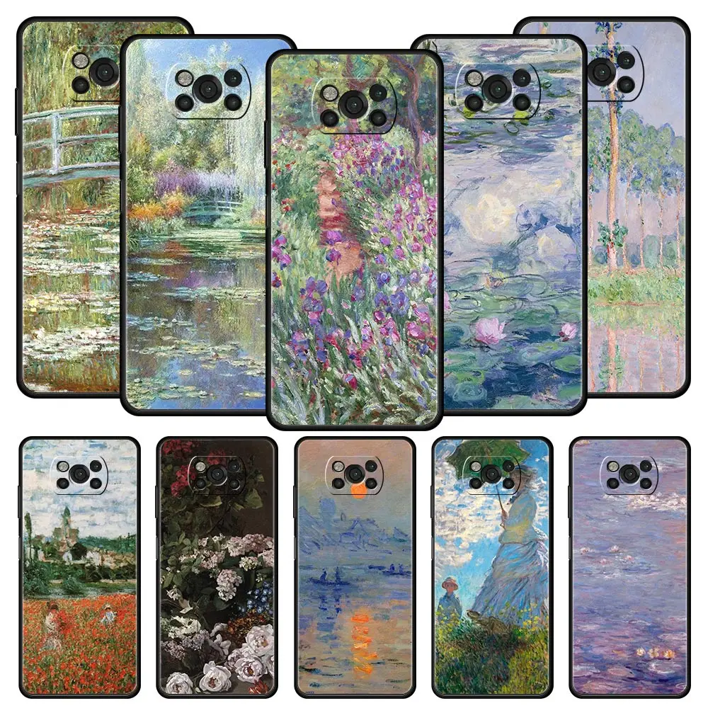 For Xiaomi Poco X3 NFC F4 F3 GT M4 M3 X4 Pro 5G Phone Case Claude Monet Impressionism Painter 13 12T Pro 12 Lite Mi 11 11T Cover