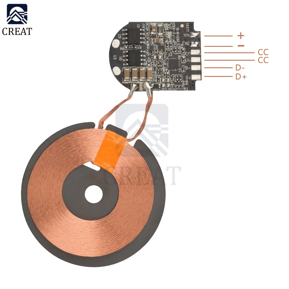 15W High Power Wireless Charger Module Transmitter PCBA Circuit Board with Coil Support PD Fast Charging