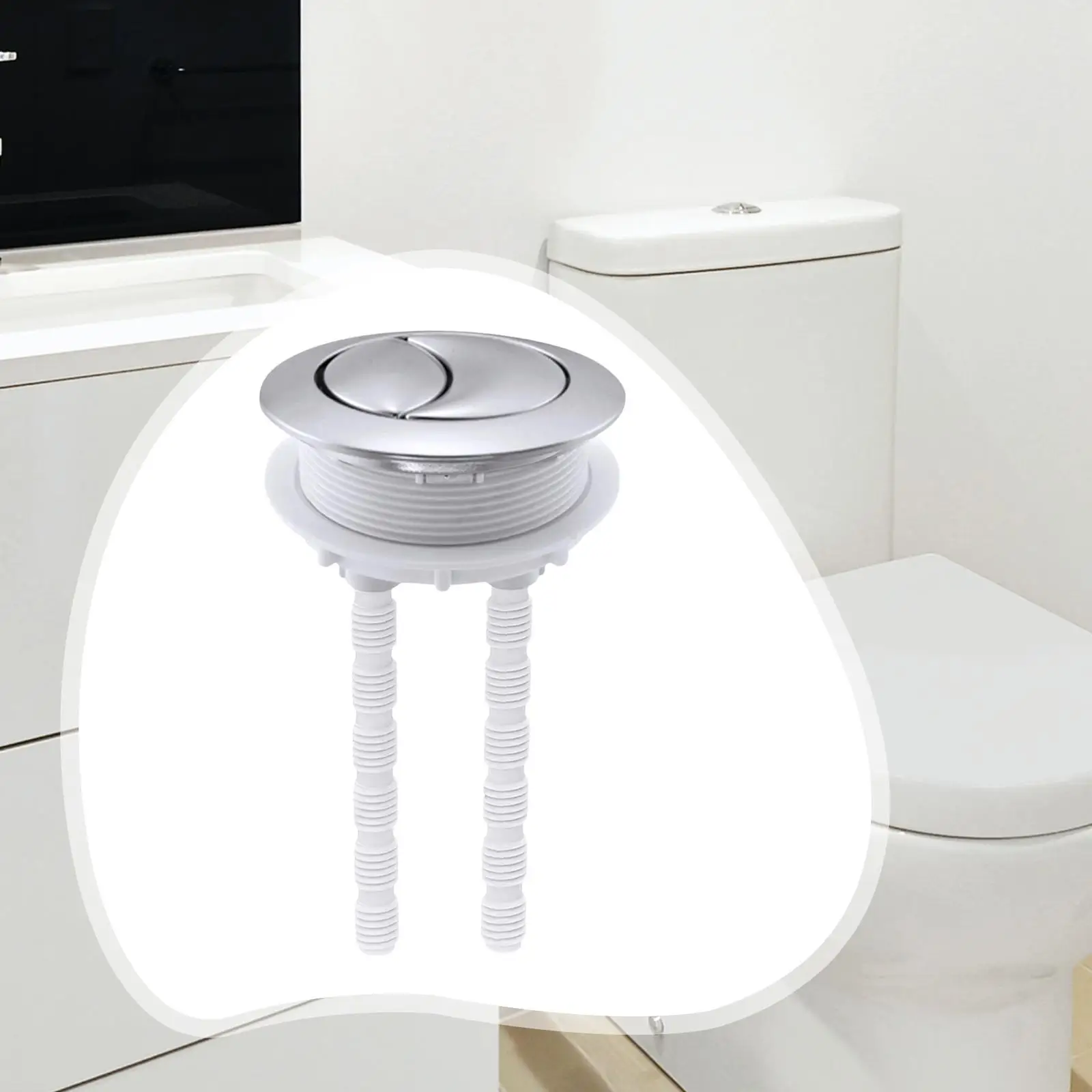 

Кнопка для унитаза, двойная кнопка смыва, подходит для керамического отверстия 50 мм, замена, серебристая