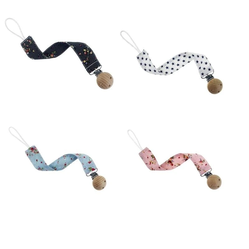 J15U Del Bambino Ciuccio Catena Clip Cura Massaggiagengive Succhietto Titolare Catena Cotone Clip Legno FAI DA TE