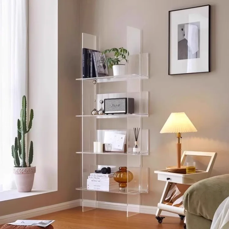 Acrylic Shelf Living Room Floor Display Bookshelf Multi-layer Creative Storage Shelf