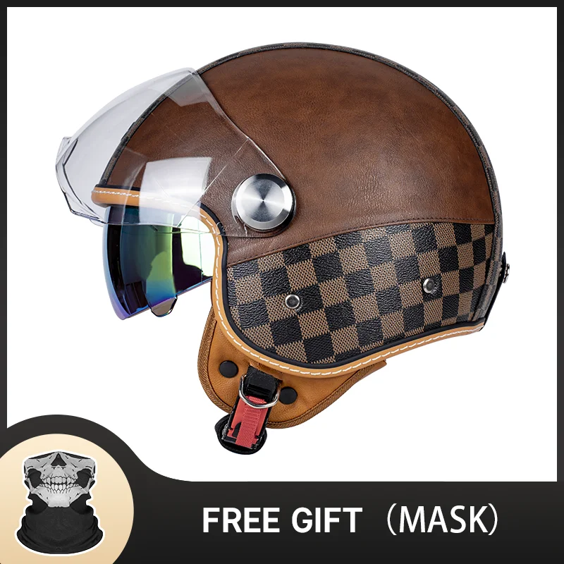 

Popular Avant garde 3/4 Open Face Motorcycle Helmet with Geometric Patterns and Modern Color Block Design for Urban Riders