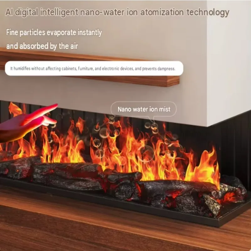 Automatic 3D LED Flame Multicolor Adjustable Water Vapor Electric Fireplace APP Control Household Use Wall-Mounted Installation