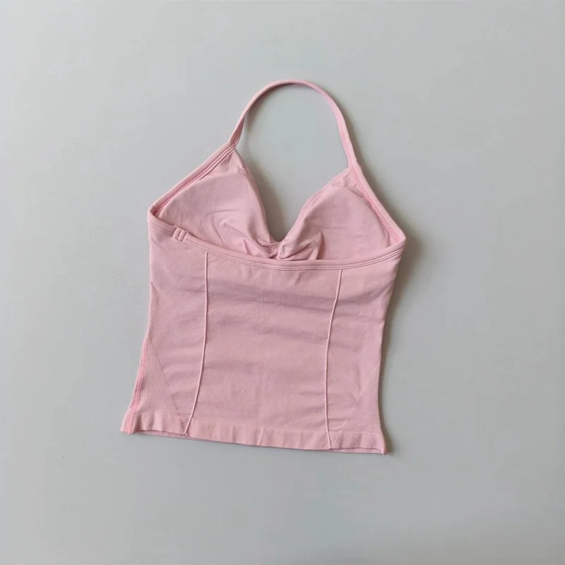 Sport-BH mit Neckholder, Schnürung und offenem Rücken, Push-up-Effekt, hohe Stützwirkung, langes Yoga-Top für das Training im Fitnessstudio. – Detail 8