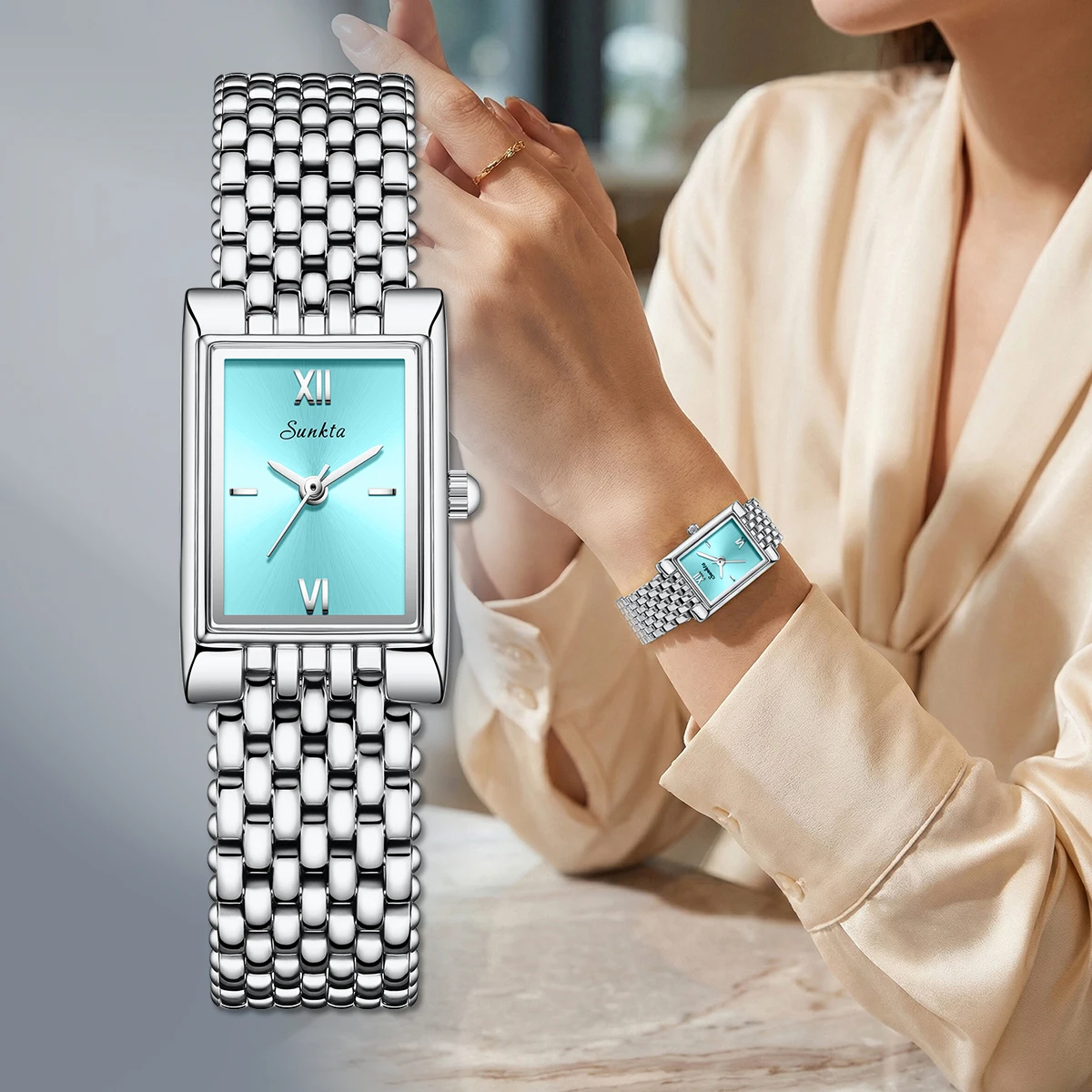 LIGE Luxury Fashion Ladies Quartz Watch Stainless Steel Strap Women Watches Waterproof Business Square Woman Watch Casual Clock