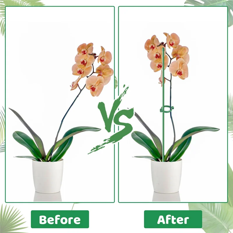 AA05 28 قطعة من أعواد دعم النباتات مع 28 حلقة و14 موصلًا للنباتات بوعاء #3