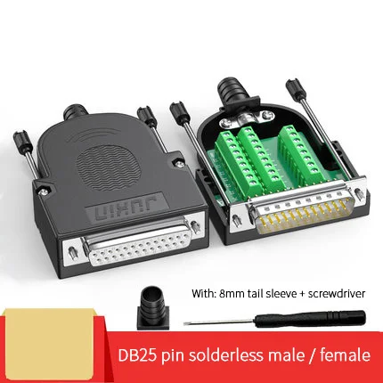 DB25 Breakout Board Solder-Free Male Female Adapter 25-pin Port Adapter To Terminal Connector Signal Module Long Bolts and Nuts